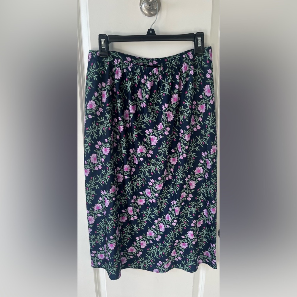 J Crew Floral Skirt Midi Blue Pink Purple Vine Medium NWT - Picture 8 of 9